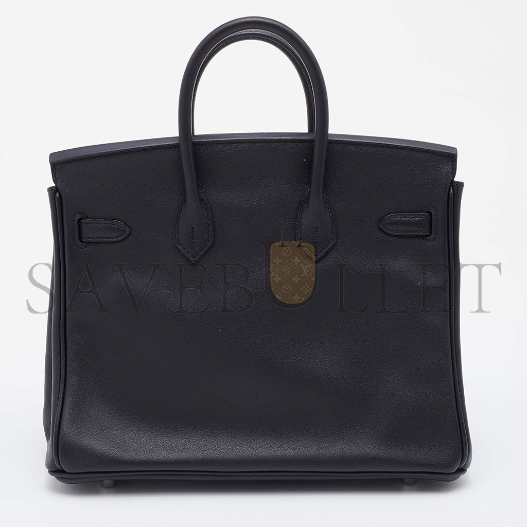 H**mes birkin 25 swift leather black silver buckle bag h049362ck02 (25*20*13cm)
